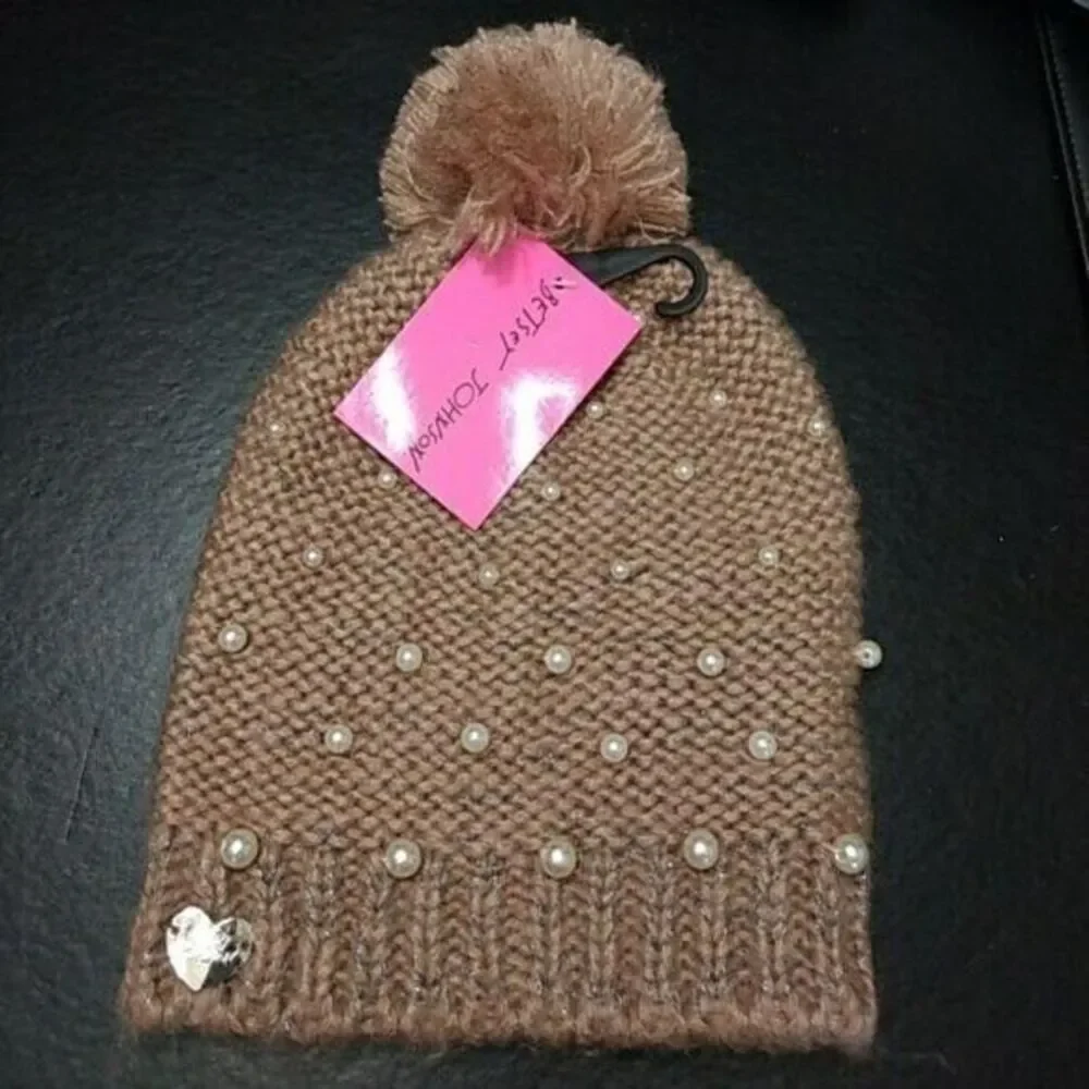Betsey Johnson pinkish beanie hat